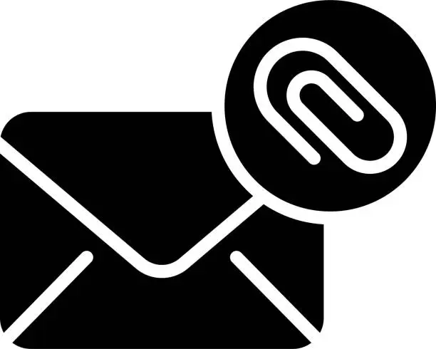 Vector illustration of Mail Attachment solid and glyph vector illustration