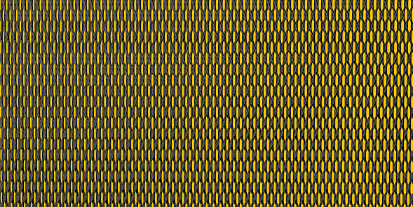 Black and yellow grid pattern on golden seamless fabric abstract background poster with copy space. Computer generated image photography.