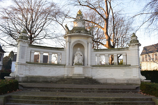 Kobenz, Germany - 01/11/2024: Kaiserin Augusta Denkmal at the rhine shore