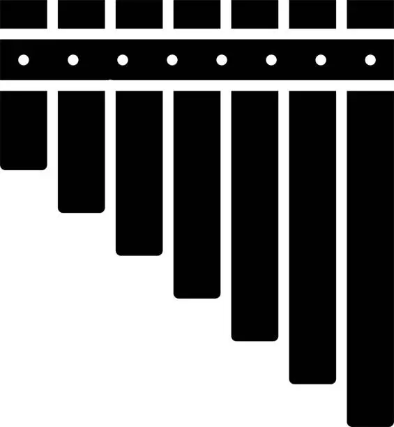 Vector illustration of Pan Flute solid and glyph vector illustration