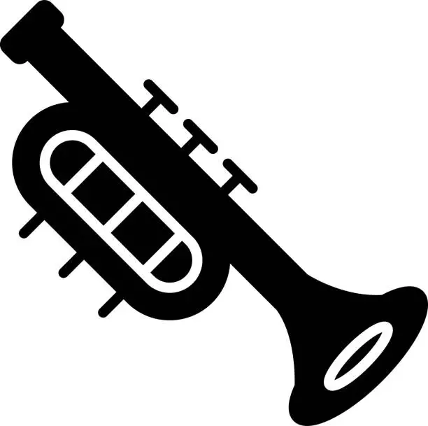 Vector illustration of Trumpet solid and glyph vector illustration