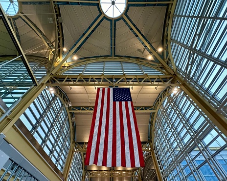U.S. Department of Transportation (DOT) Ronald Reagan Washington National Airport American Flag