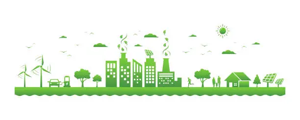 Vector illustration of green sustainable city vector illustration