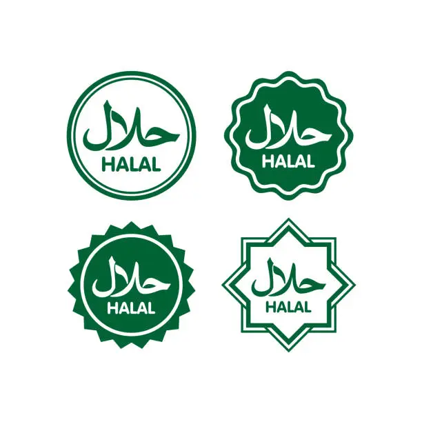 Vector illustration of Set of Halal Food Label Illustration
