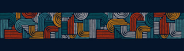 hand drawn abstract seamless pattern, geometric background, simple style - great for textiles, banners, wallpapers, wrapping - vector design - indigene kultur stock-grafiken, -clipart, -cartoons und -symbole