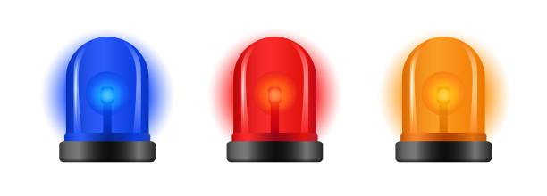 Emergency warning 3d siren. Police light flasher Emergency warning 3d siren. Police light alert flasher Distracted stock illustrations