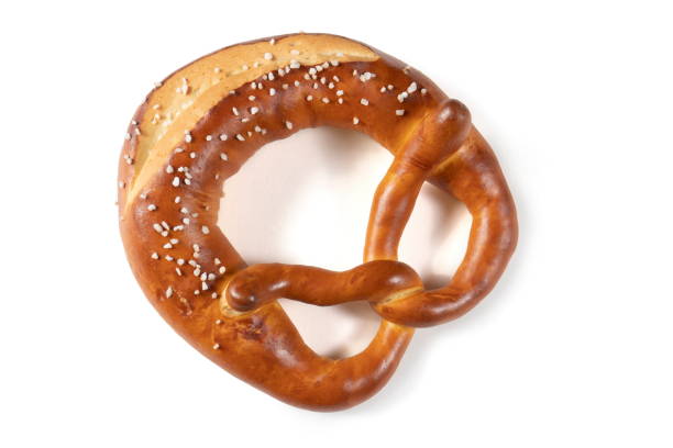 Bavarian Pretzel with Salt on White Background