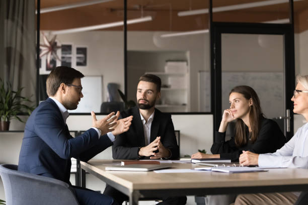 istock Project manager man speaking on business team brainstorming meeting 1944783399