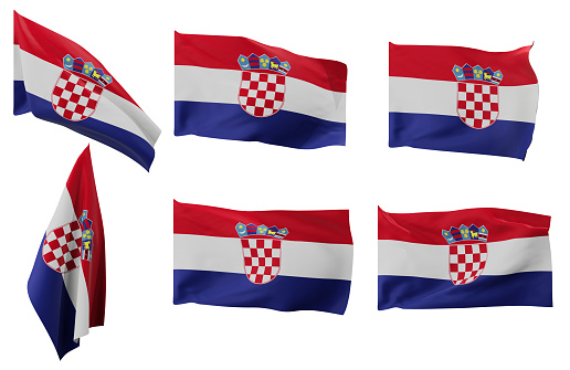 Large pictures of six different positions of the flag of Croatia
