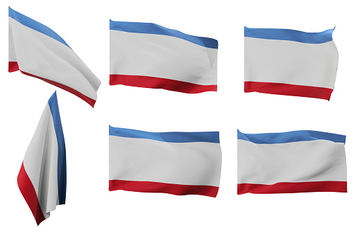 Large pictures of six different positions of the flag of Crimea