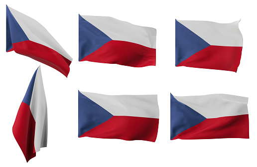 Large pictures of six different positions of the flag of Czech Republic