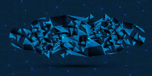 Vector illustration of Abstract blue geometric triangles background