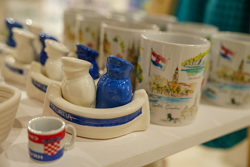 A set of rare ceramic teapots, sugar bowls on a white background