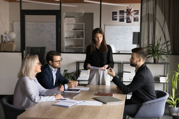 istock Business colleagues working on cooperation, partnership, discussing teamwork 1944833946
