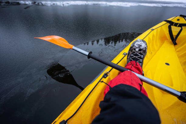 istock Winter adventure. Kayaking in winter, POV. 1944841617