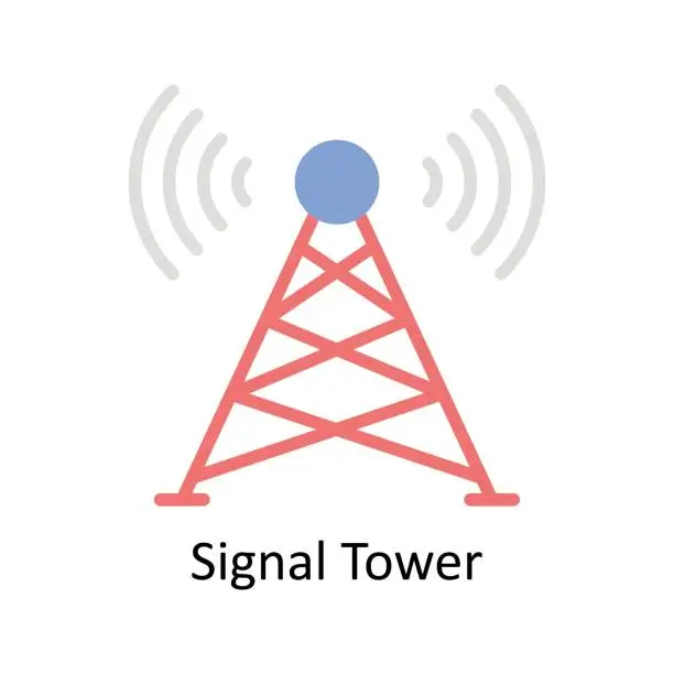 Vector illustration of Signal Tower Vector  Flat icon Style illustration. EPS 10 File