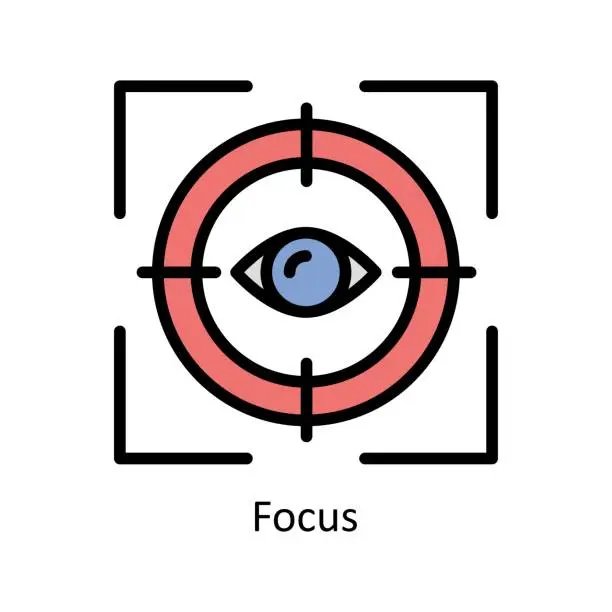 Vector illustration of Focus vector Filled outline icon style illustration. EPS 10 File