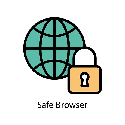 Safe Browser  vector Filled outline icon style illustration. EPS 10 File