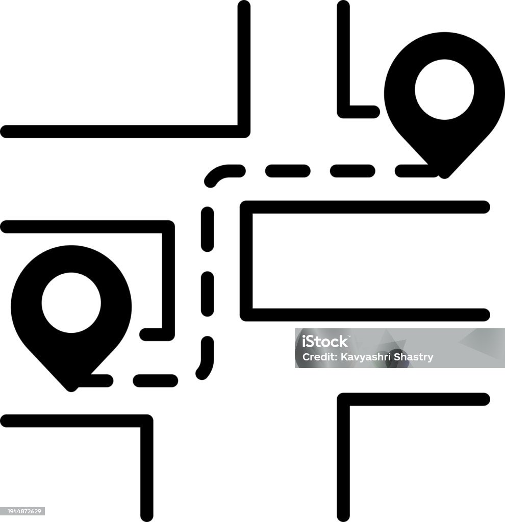 Route Map Solid And Glyph Vector Illustration Stock Illustration ...