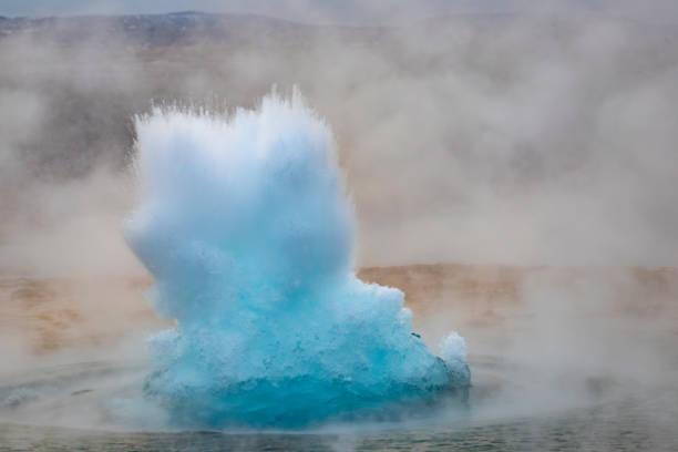 Strokkur geysir eruption in Iceland in the geopark during winter