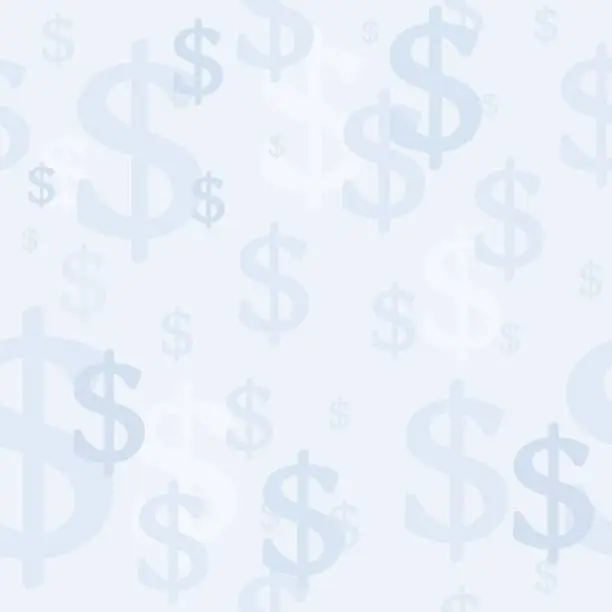 Vector illustration of Light blue dollar sign seamless texture