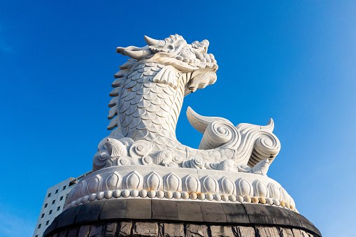 dragon carp statue, the iconic landmark of danang in vietnam