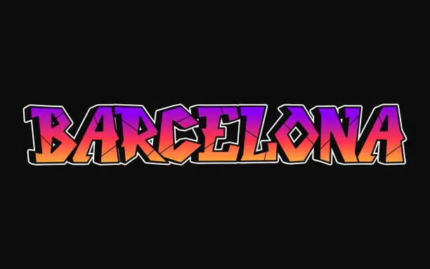 Vector illustration of Barcelona - single word, letters graffiti style