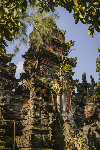 Photo of traditional balinese temple. Holy asian pura architecture, indonesia tourist attraction