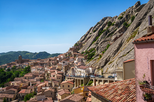 View of Pietrapertosa, historic town in Potenza province, Basilicata, Italy