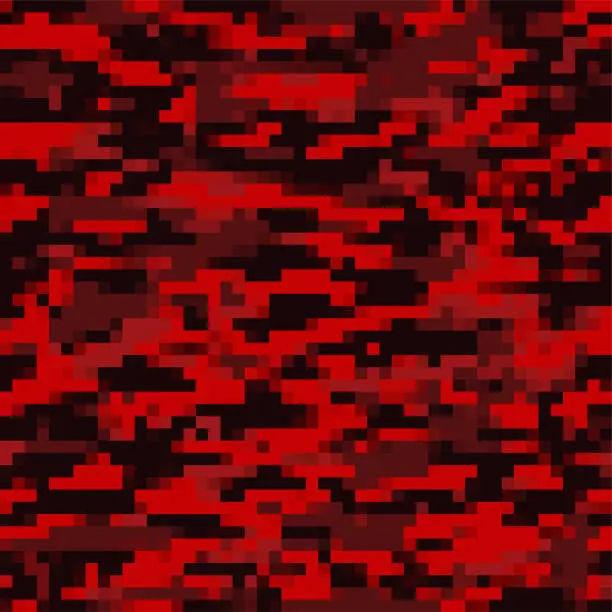 Vector illustration of camo pixel red background seamless