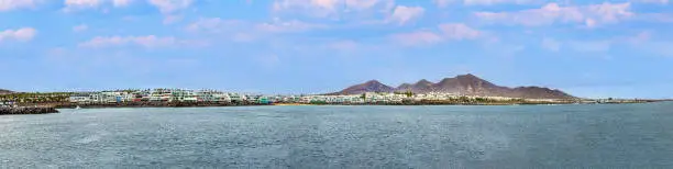 scenic view of Blaya Blanca in Lanzarote from seaside