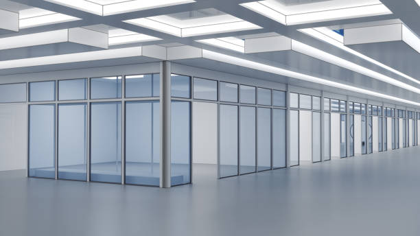 istock Shopping mall hall and store facades with glass storefronts 1945040248