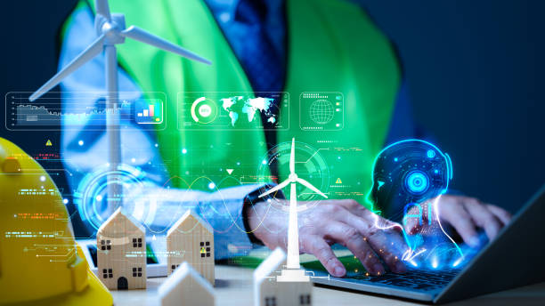 istock Engineer, skilled man, combines artificial intelligence with hands-on repair and maintenance to optimize power generation of windmills and solar energy, contributing to sustainable energy practices 1945048560