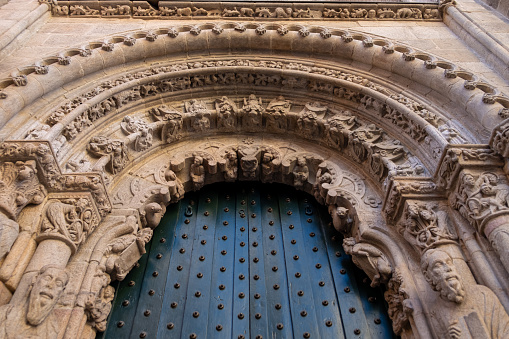 Detail, view at north facade of the Cathedral of Ourense, Galicia. Spain.