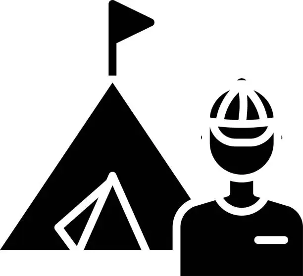 Vector illustration of tent camping solid and glyph vector illustration