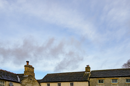 Rooftops over Alston, Cumbria on a bright winter day December 2023.