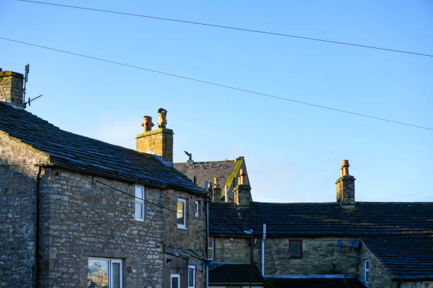 Rooftops over Alston, Cumbria on a bright winter day December 2023.
