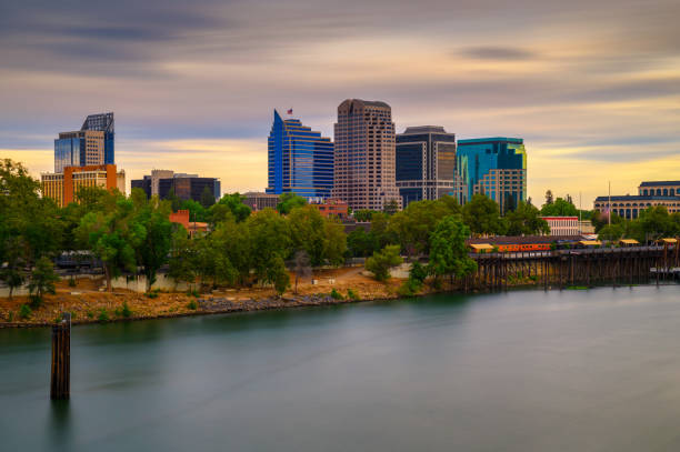 istock Sunset above Sacramento skyline and Sacramento River 1945130475