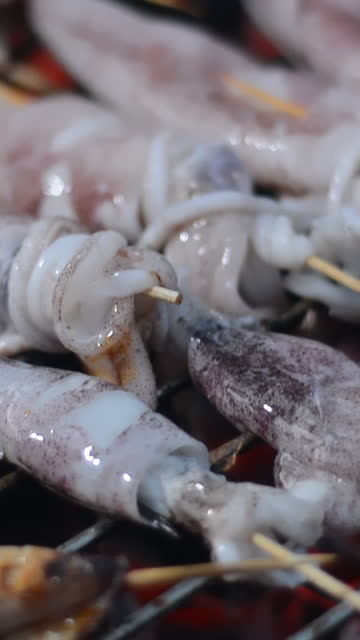 Footage of Squid Skewers BBQ