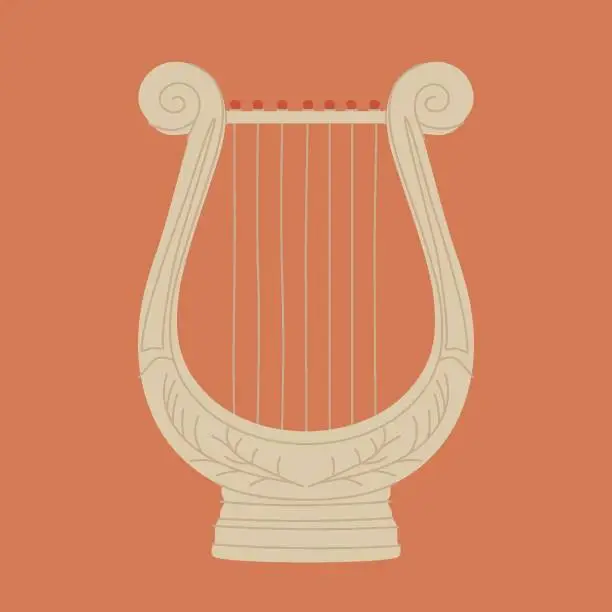 Vector illustration of Harp icon flat vector. Irish lyre. Harp music instrument isolatedMobile