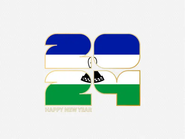 Vector illustration of Abstract numbers 2024 with flag of Lesotho.