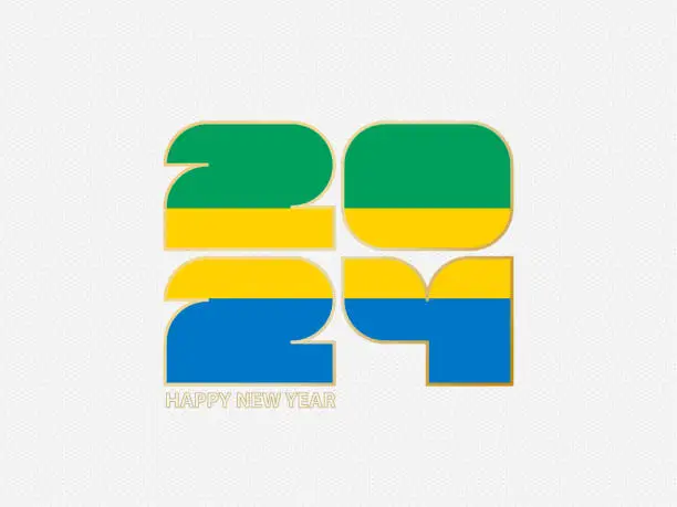Vector illustration of Abstract numbers 2024 with flag of Gabon.