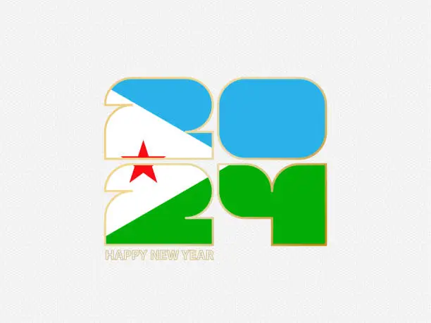 Vector illustration of Abstract numbers 2024 with flag of Djibouti.