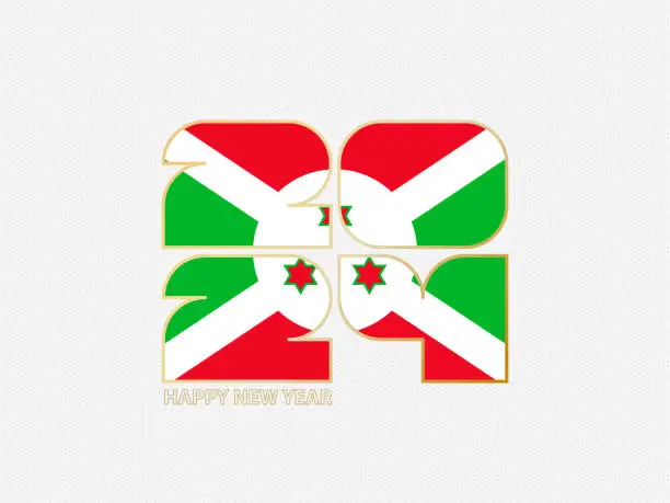 Vector illustration of Abstract numbers 2024 with flag of Burundi.