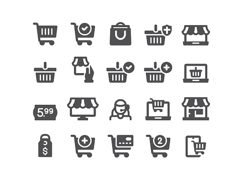 Retail, shopping, shop, e-commerce, icon, icon set, shopping cart, shopping bag, store, online shopping