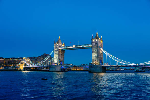 London Tower Bridge illuminated at sunset over River Thames