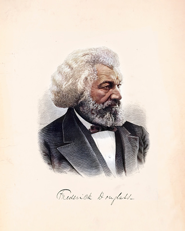 Vintage portrait features Frederick Douglass, a prominent African-American abolitionist and social reformer who escaped from slavery in Maryland in the 1830s. He became a powerful orator, writer, statesman, and the preeminent leader of the 19th-century movement for African-American civil rights.