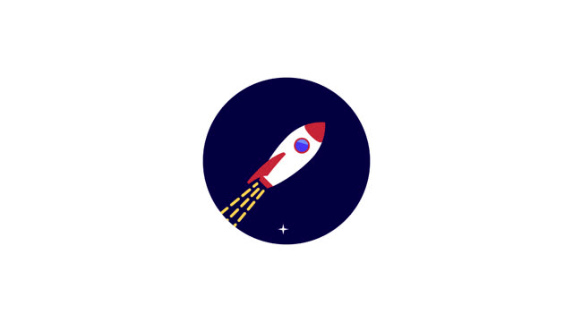 Animated rocket flies to the stars (Alpha Channel)