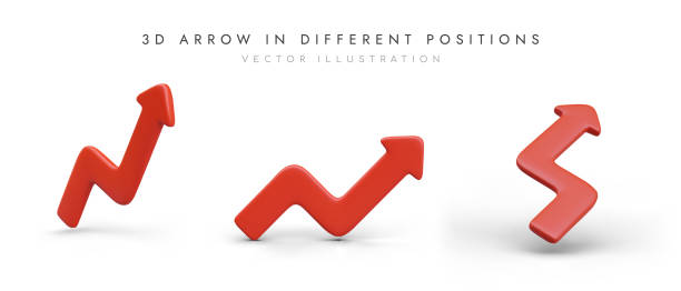 istock Set of red business curved arrows on white background. Colored vector icons 1945340967