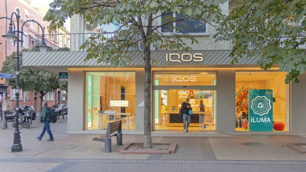 Iqos Store Sofia Bulgaria Sofia, Bulgaria - October 16, 2023: Iqos Store Heated Tobacco and Electronic Cigarette Products Manufactured by Philip Morris International at Vitosha Boulevard. iqos e cig stock pictures, royalty-free photos & images